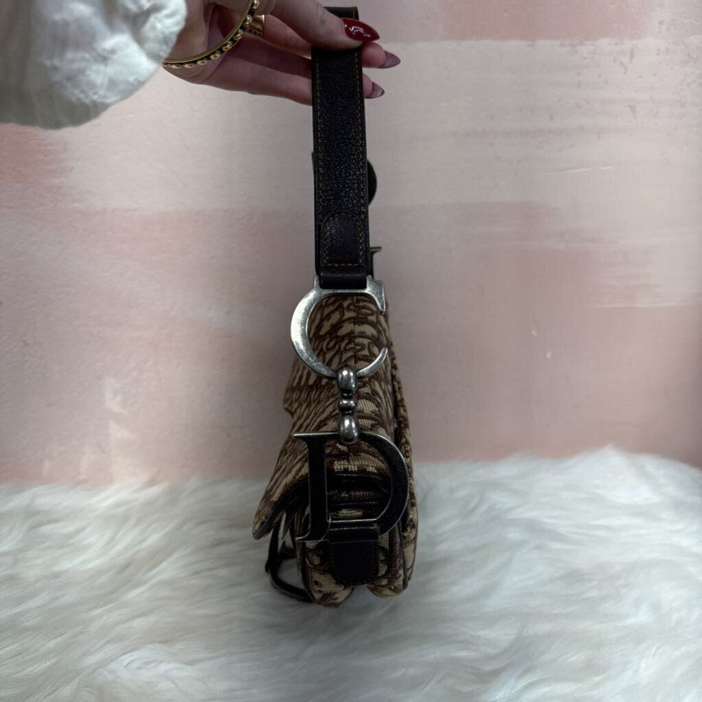 Christian Dior Monogram Fabric Saddle Bag w/Dustbag