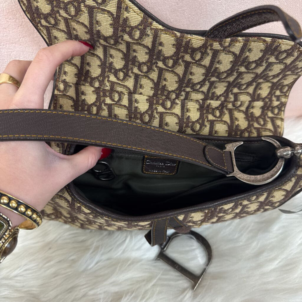 Christian Dior Monogram Fabric Saddle Bag