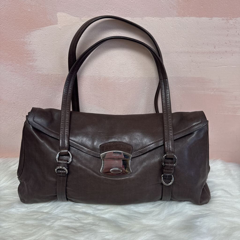 Prada Brown City Calf Shoulder Bag