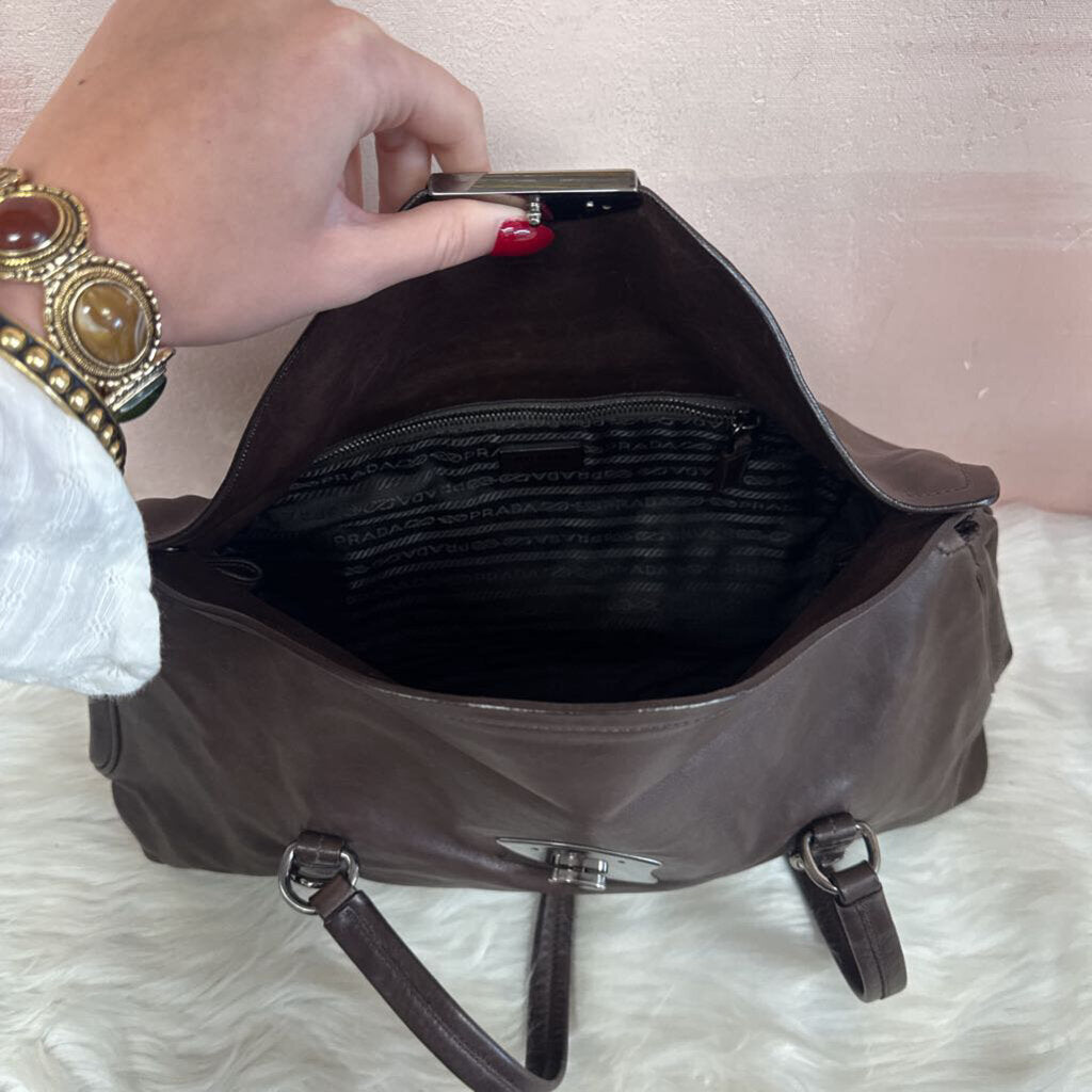 Prada Brown City Calf Shoulder Bag