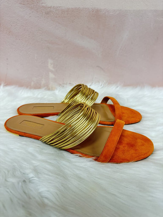 Aquazzura Orange and Gold Sandal