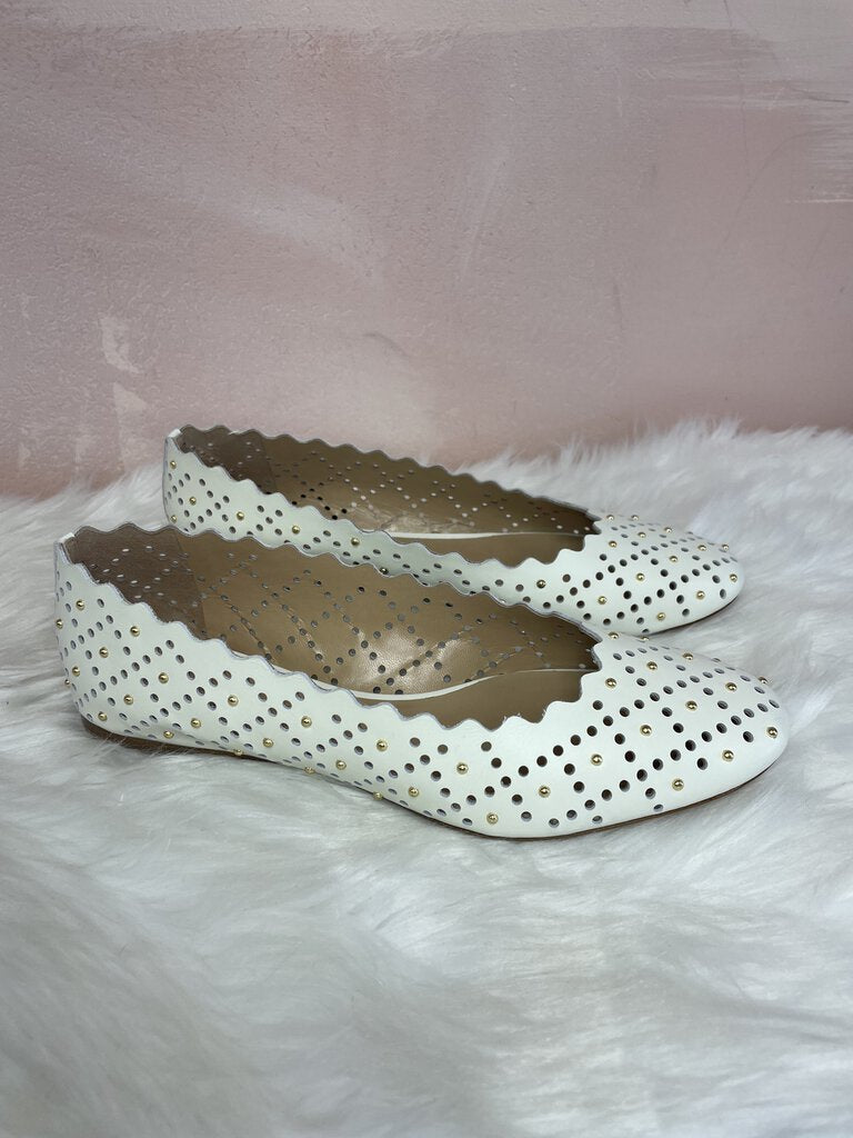 Chloe White Perforated Ballet Flat