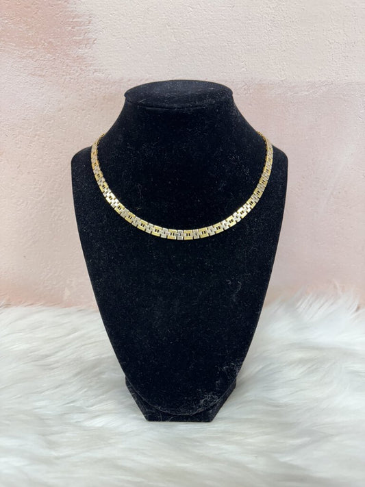 *18k White and Yellow Gold Link Choker Necklace